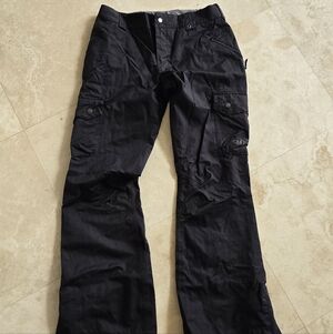 Burton Black Cargo Snowboarding Pants Women Light Striped Fabric